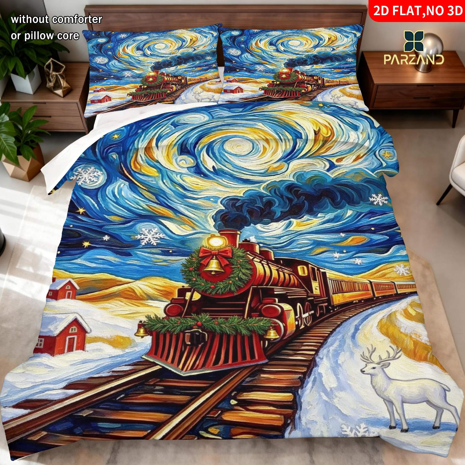 item picture 2d flat 2 3pcs printing     for bedroom decor bedding quilt cover pillowcases 1 x duvet cover 1 2 x pillowcases without core christmas day