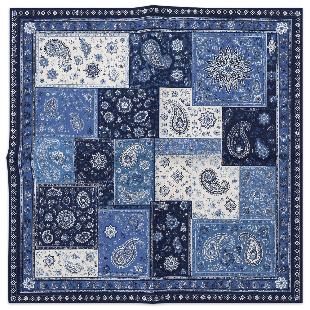 1  scarf blue   paisley pattern square scarf classic vintage   multicolor block stitching suitable for daily decoration or clothing pairing