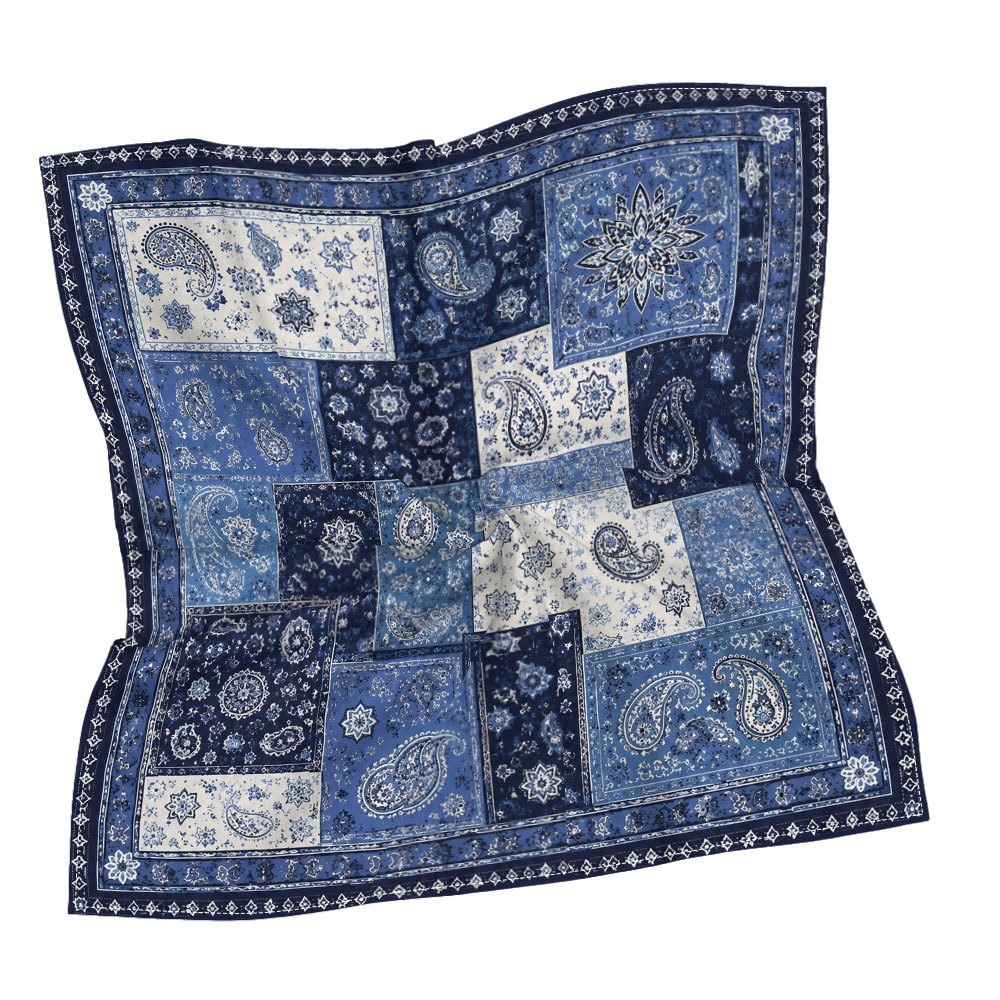 1  scarf blue   paisley pattern square scarf classic vintage   multicolor block stitching suitable for daily decoration or clothing pairing