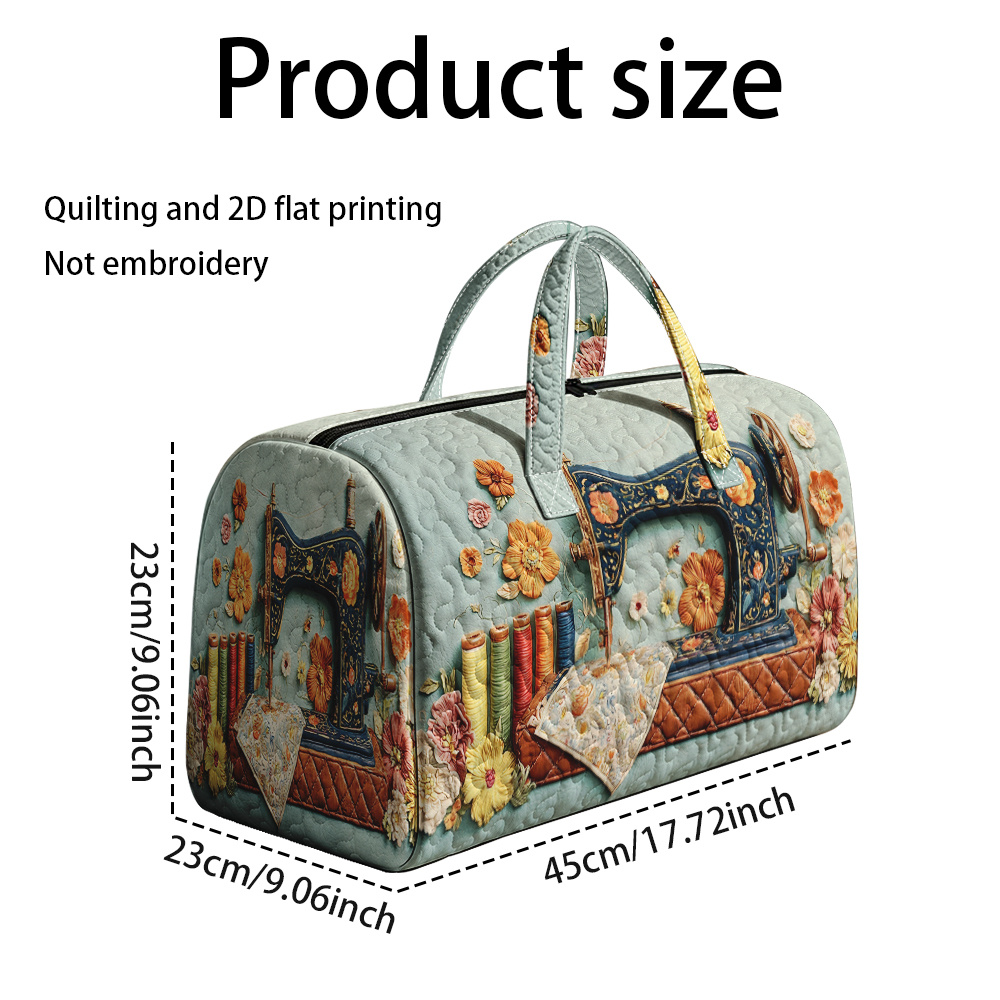 TEMU 1pc Portable Handheld Sewing Machine Suitable For Quilting & Travel, Zipper Closure Compact Bag With Hot Transfer Printing, Craft For Repairs,