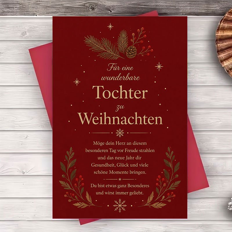 Image of 1 Envelope And 1 Greeting Card Elegant Christmas Greeting Card For Daughter Festive Holiday Stationery With Red Perfect For Seasonal Wishes Celebration Gifts