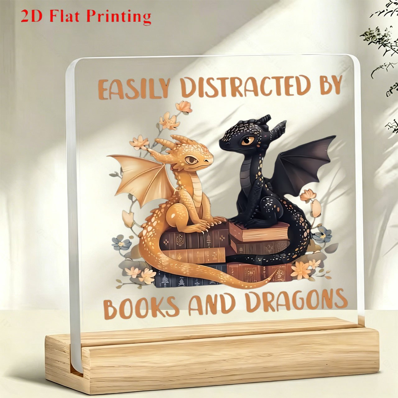 TEMU 2d Flat 1pc Easily By Books And Dragons Paperweight Inspirational Ornament Desktop Decoration Office Desk Bar Decoration Coworker Friend