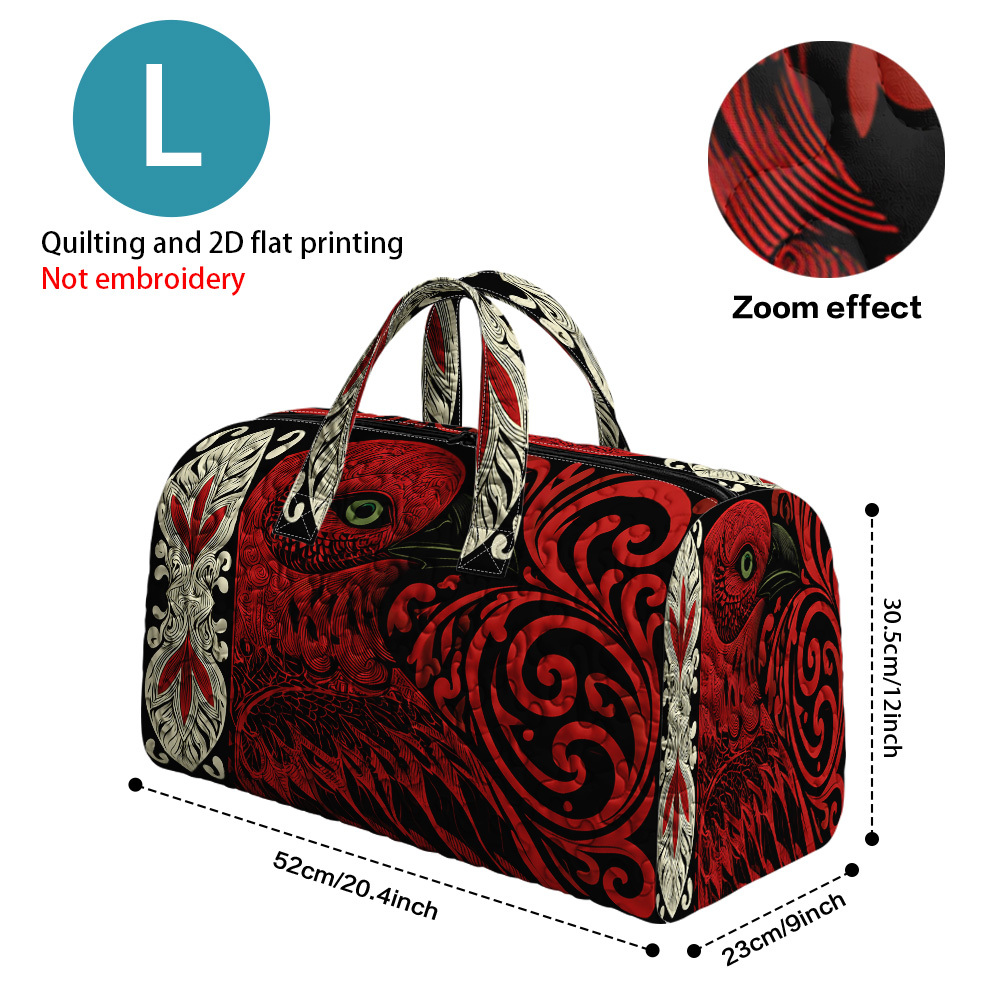 TEMU 2d Flat Printing 1pc, Quilted Tote Handbag With Maori Print, Handheld Yoga Fitness Bag, Outdoor Travel Luggage Storage Bag, Handheld Travel Bag,