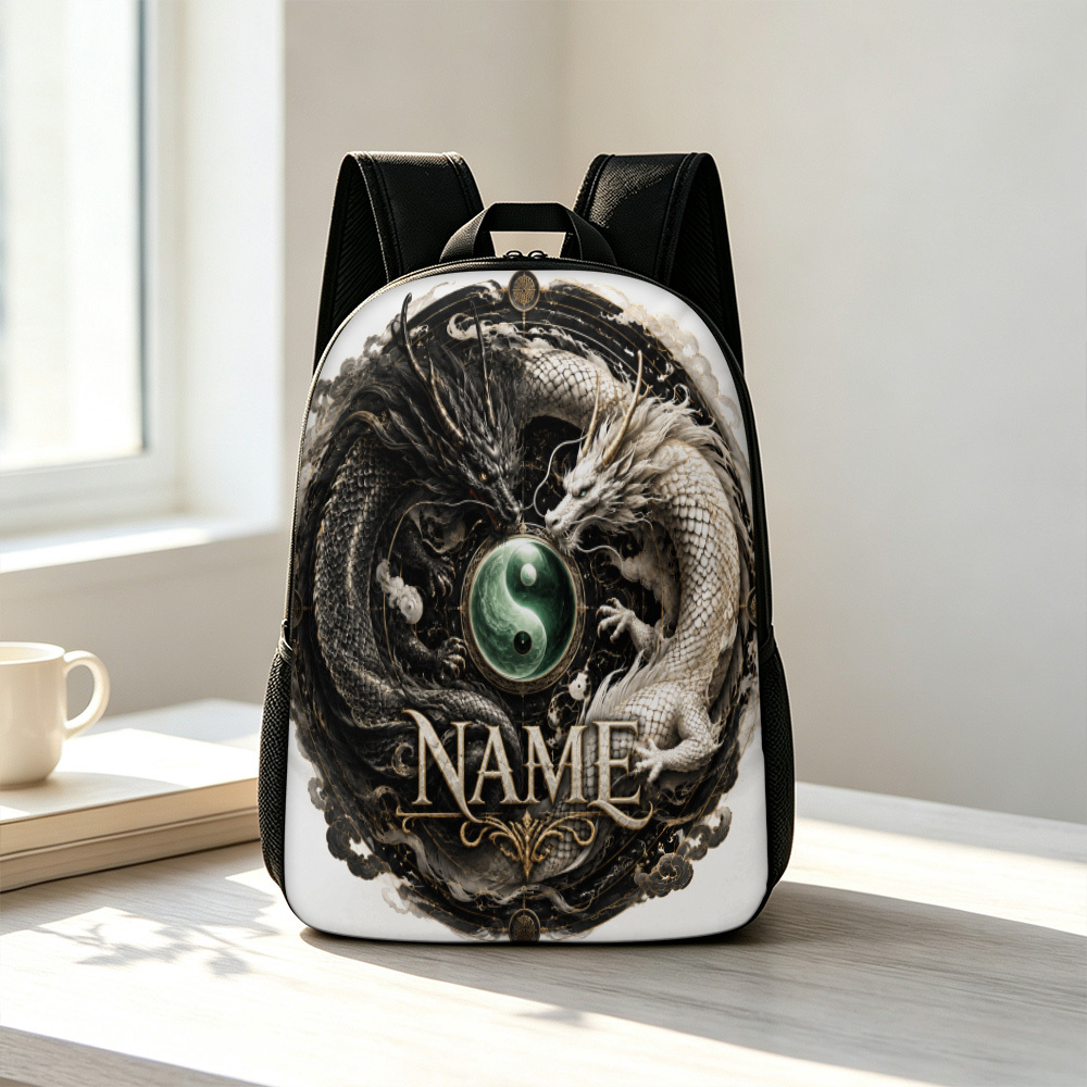 Customized Yin Yang Dragons Designed 43.18cm Backpack