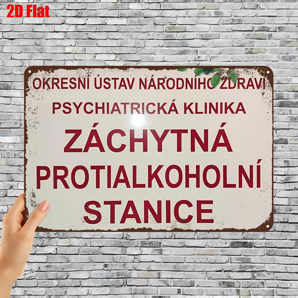 TEMU 2d Flat, 2d Flat 1pc, Vintage Czech Alcohol Treatment Clinic Metal Sign - "psychiatric Clinic, Emergency Anti-alcohol Station" Decorative Wall