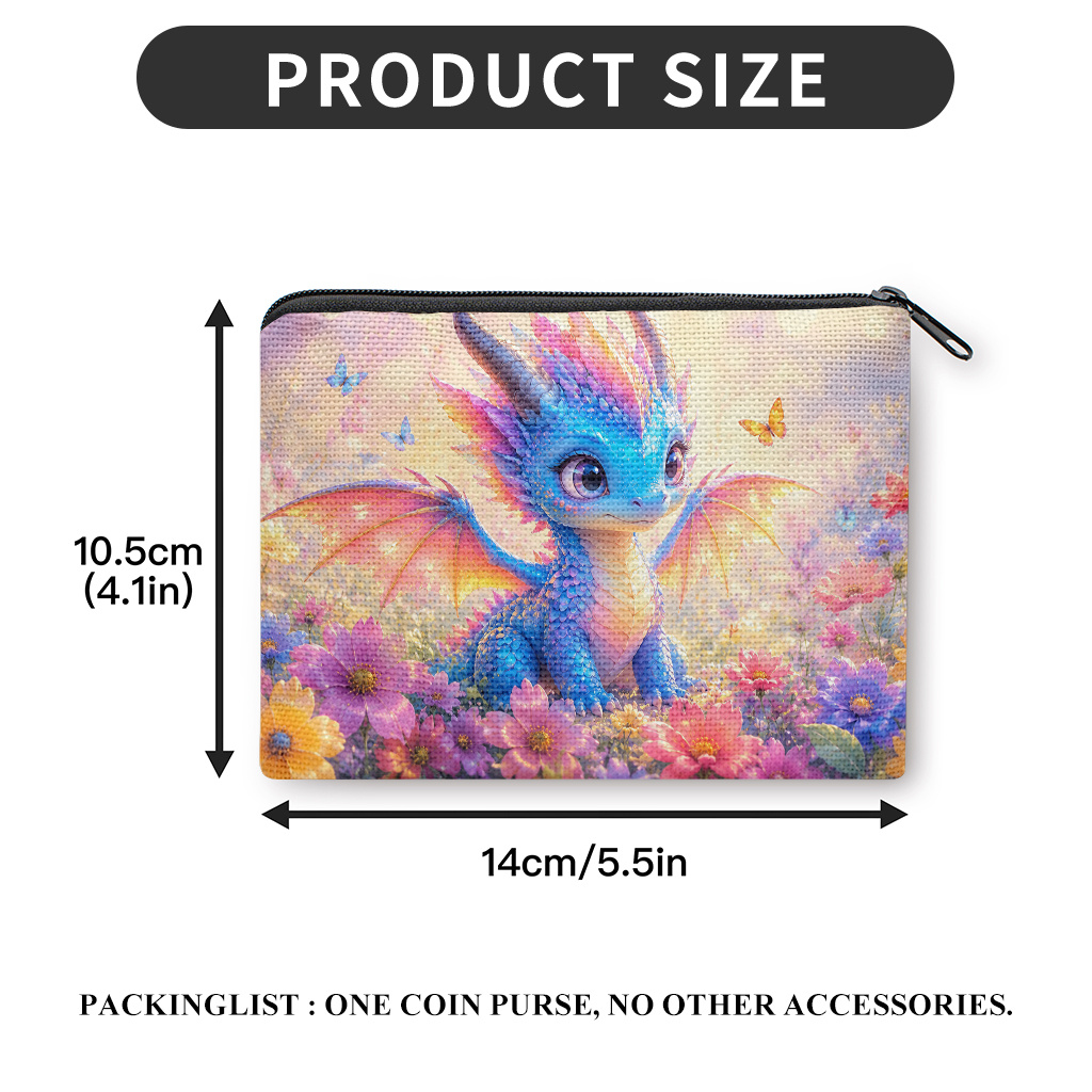TEMU Colorful Dragon & Coin Purse With Zipper Closure - Small Portable Suitable For , Key Earphone Storage Bag, Lightweight Wallet For , Cards,