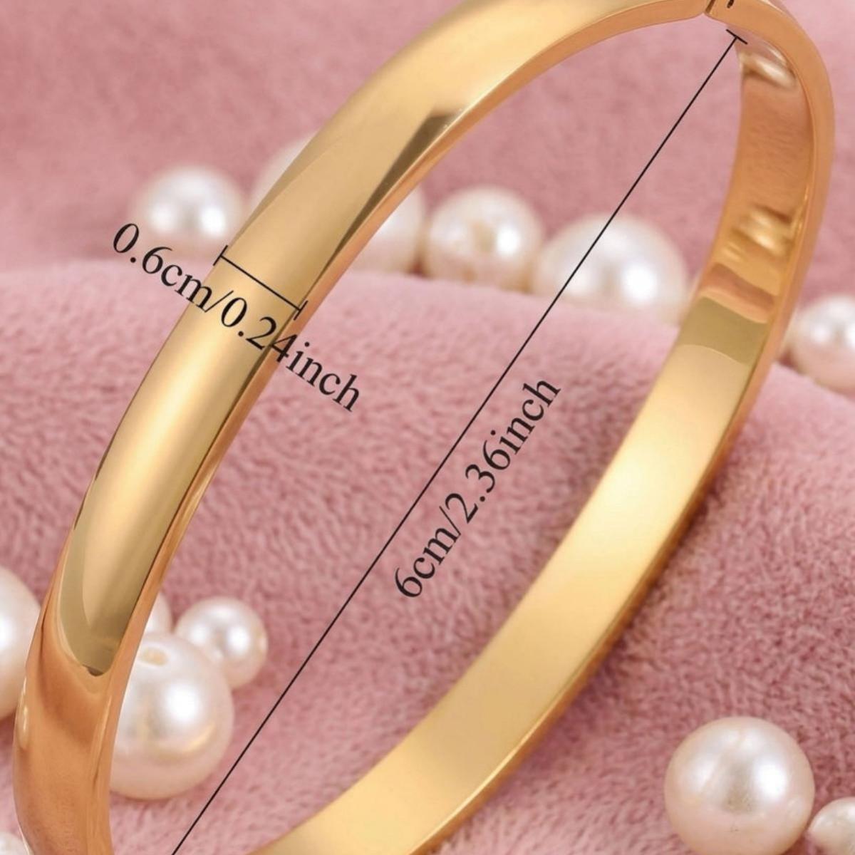 2pcs Smooth Stainless Steel Bangle Chain Set, Delicate Texture