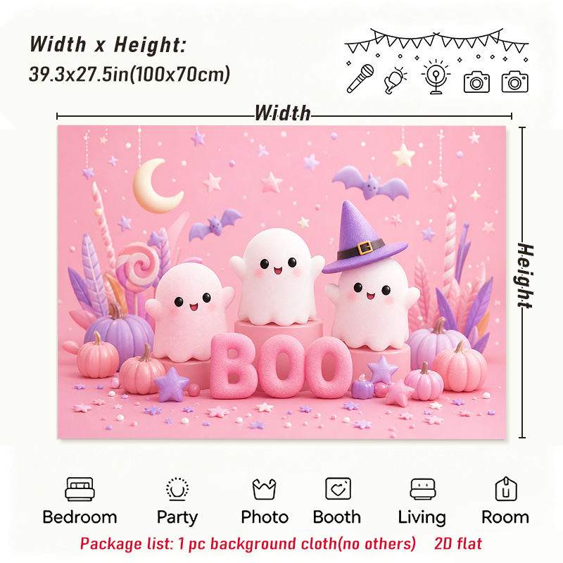 TEMU 2d Flat - [2d Flat] 1pc Large/small Size Tapestry Halloween Cute Decoration, Pink-themed Wall Hanging For Home Decor To Create A Warm Festive