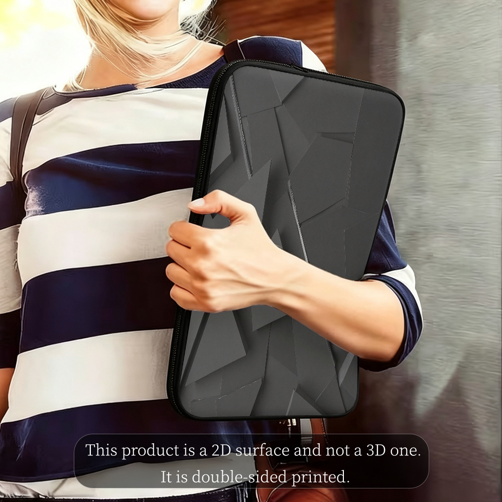 Abstract Geometric Black Three-Dimensional Polygonal Pattern Laptop Sleeve
