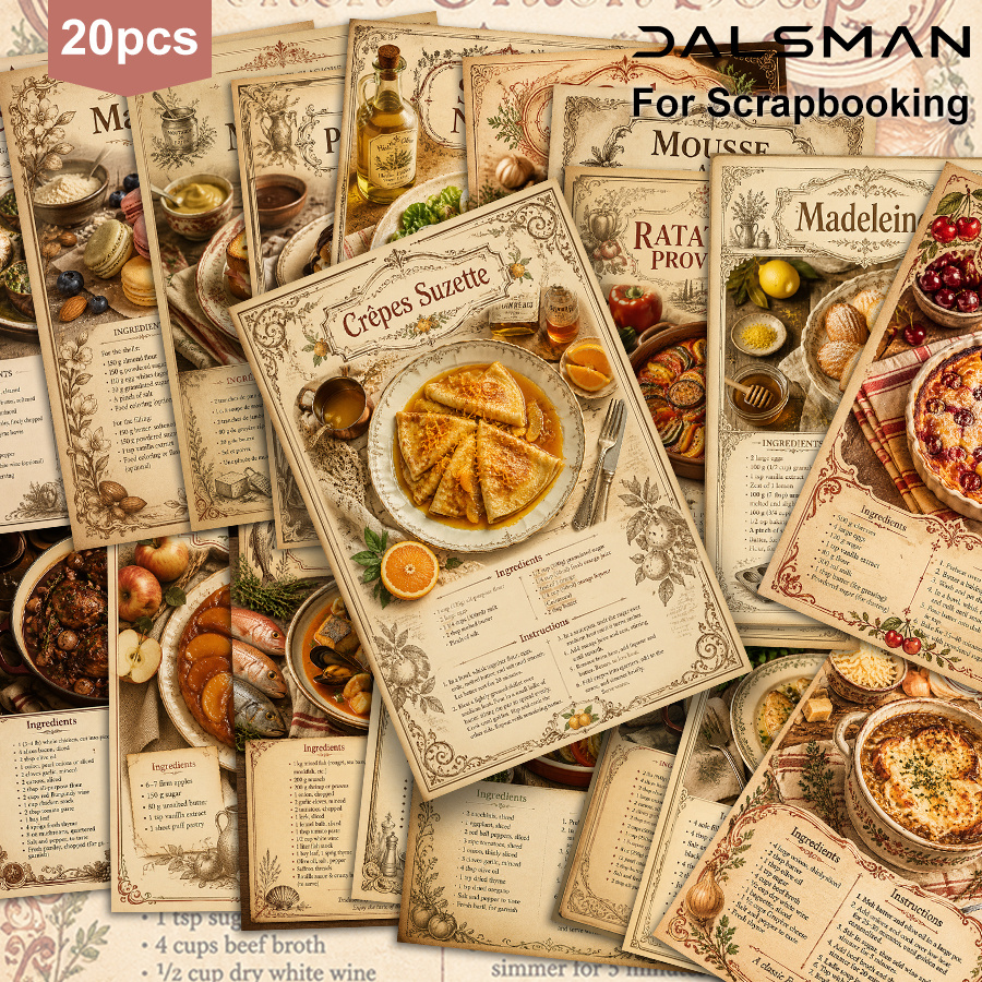 TEMU Lot de 20 cartes postales DALSMAN vintage de recettes de cuisine française pour l'envoi et la salutation, mural pour le scrapbooking et la