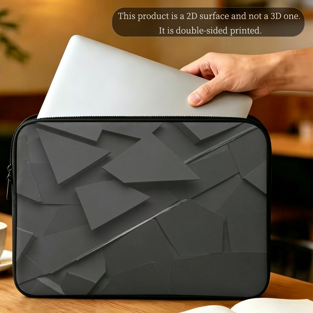 Abstract Geometric Black Three-Dimensional Polygonal Pattern Laptop Sleeve