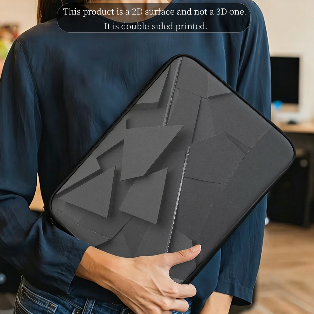 Abstract Geometric Black Three-Dimensional Polygonal Pattern Laptop Sleeve