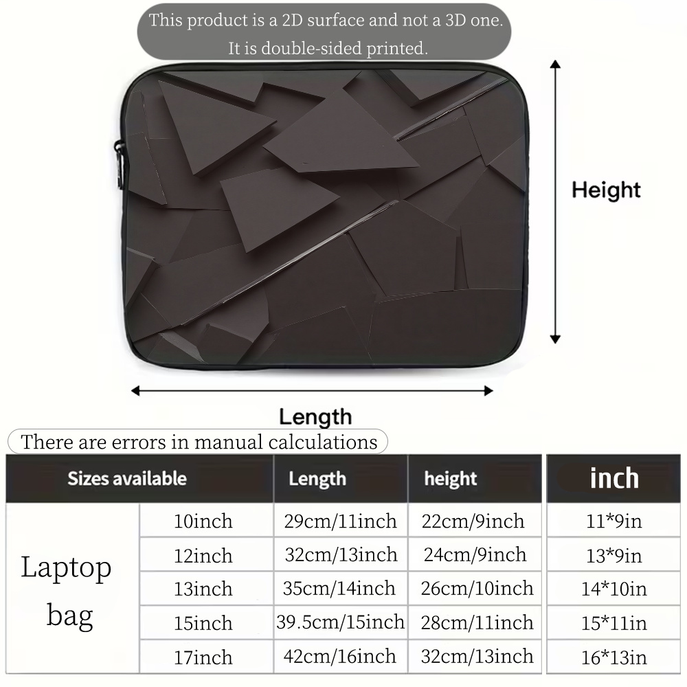 Abstract Geometric Black Three-Dimensional Polygonal Pattern Laptop Sleeve