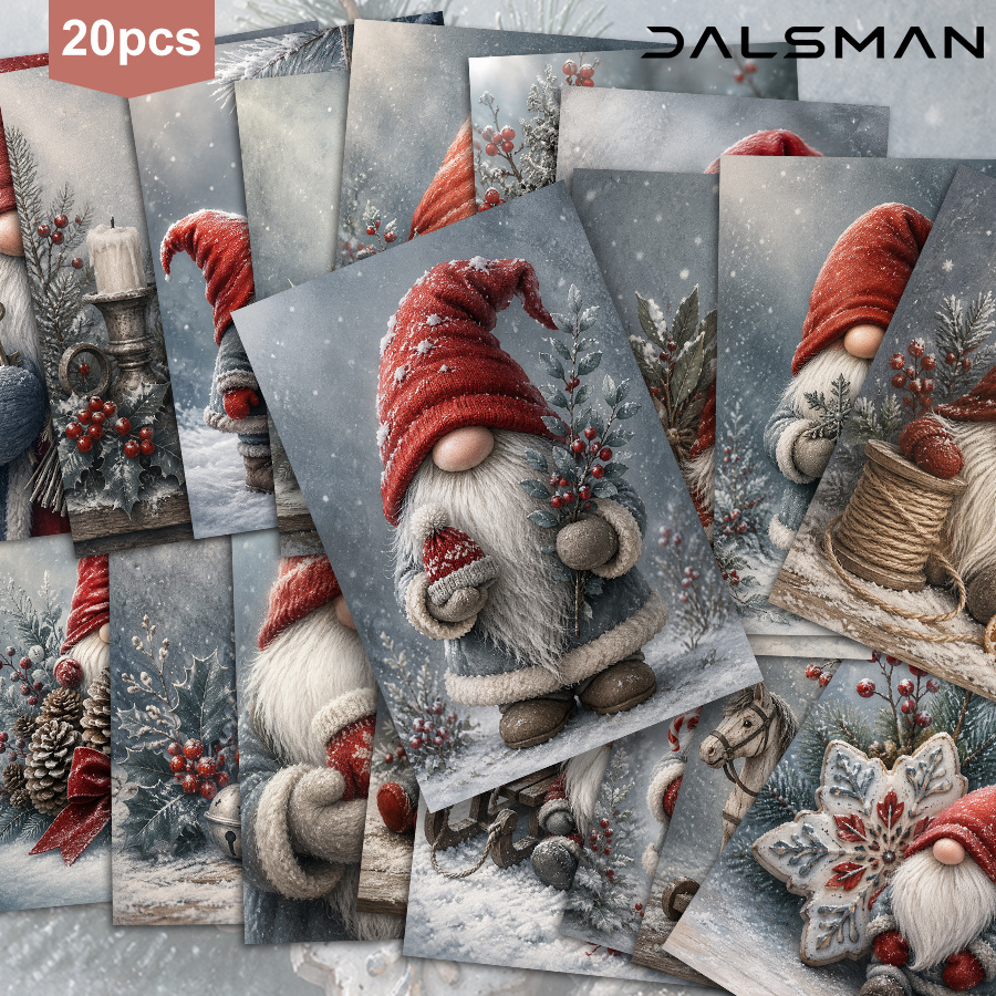 TEMU 20pcs Dalsman Christmas Gnome Postcards Set Greeting Cards For Festive Seasonal Stationery For Home Decor And Gift Giving