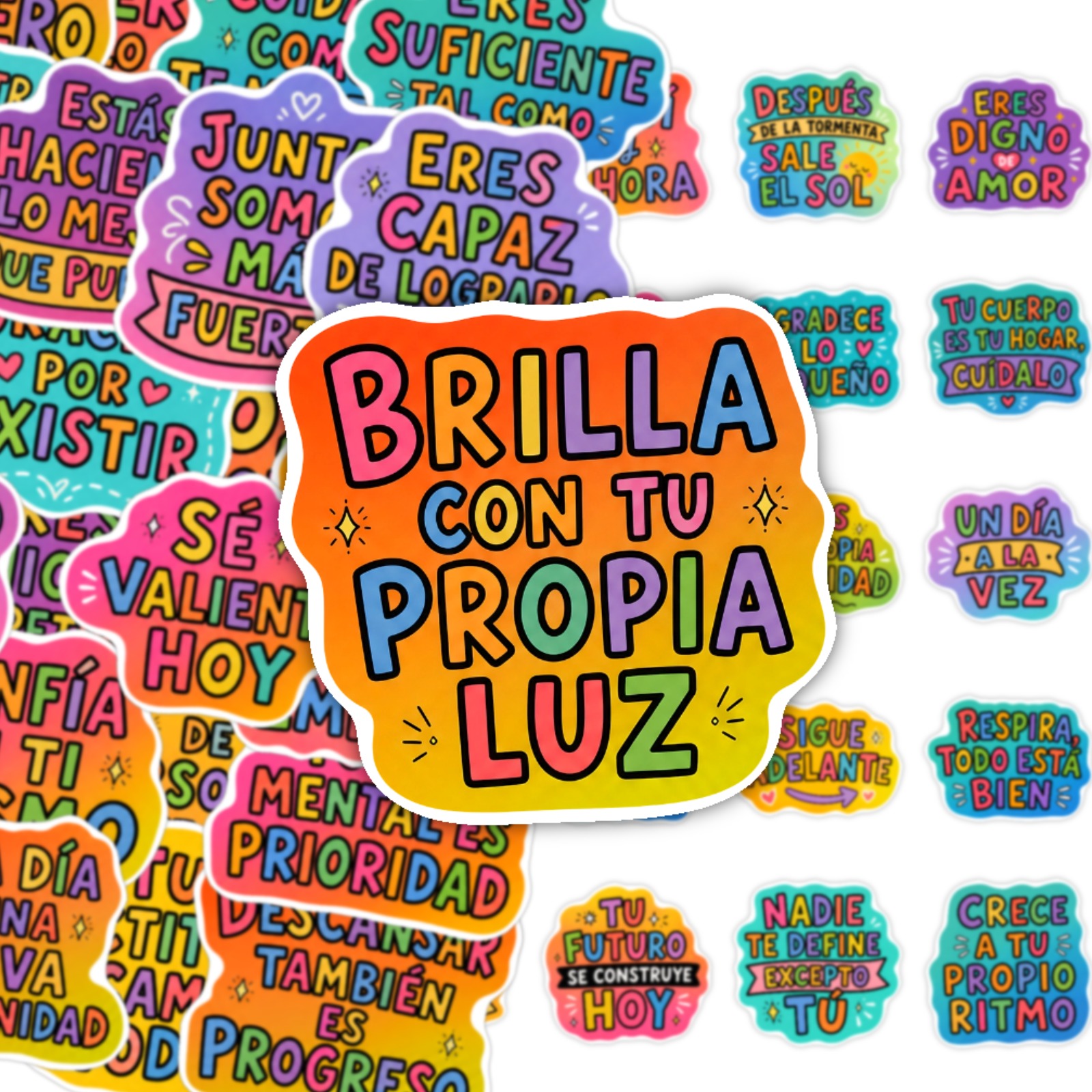 TEMU 50 pegatinas decorativas con frases inspiradoras en español para botellas de agua, laptops, fundas de teléfono, diarios, cuadernos, patinetas,