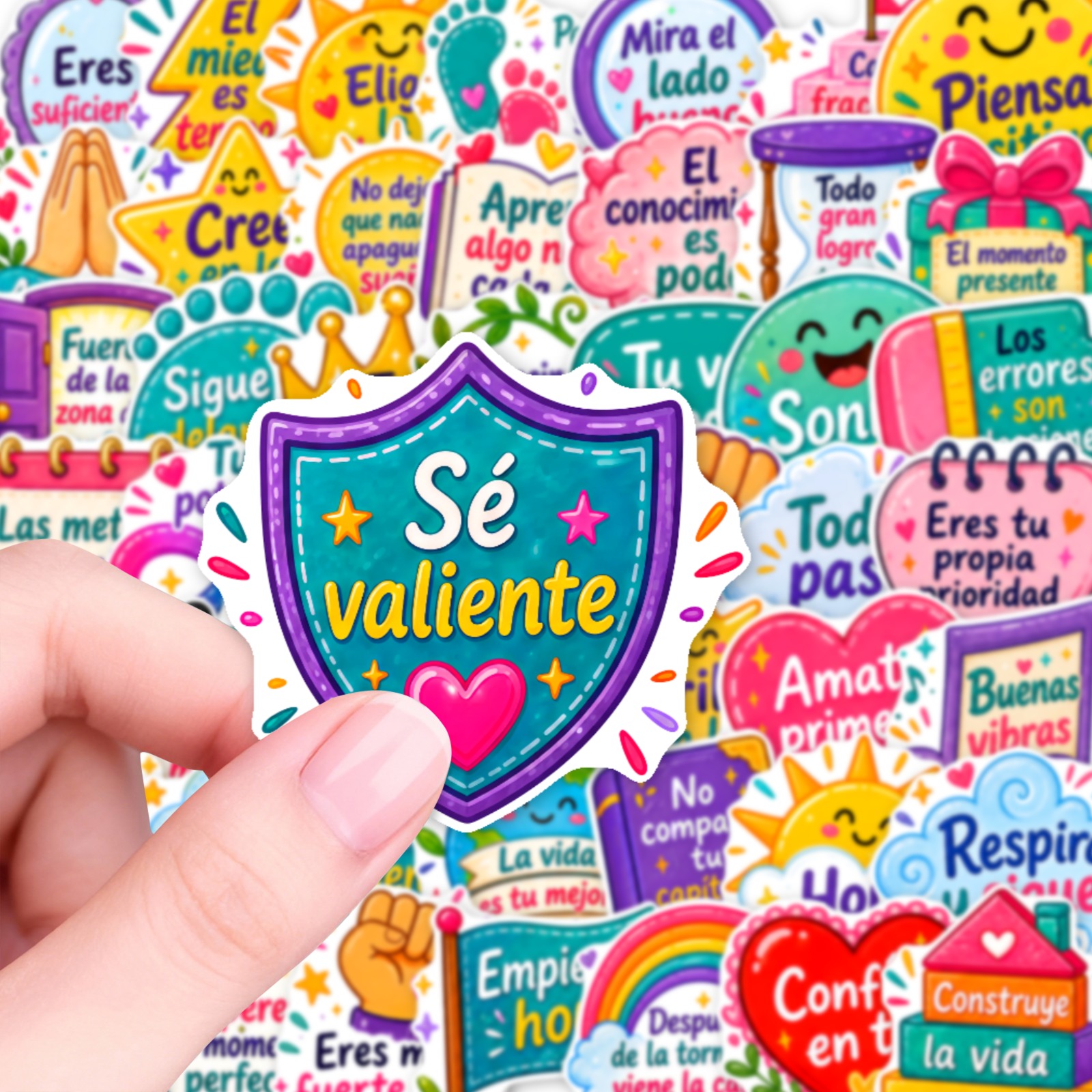 TEMU 50pcs Spanish Positive Quote Stickers, Colorful Style, Ideal For Laptop, Notebook, Phone Case, Water Bottle Decoration