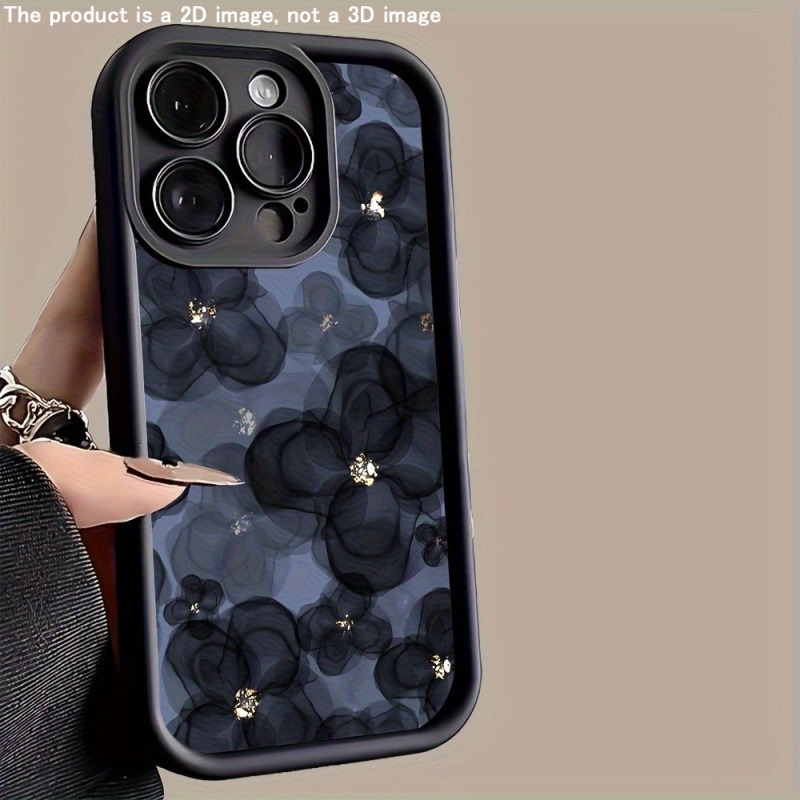 TEMU Phone Case - 2d Flat Blue Floral Pattern Background Ladder Full Coverage Protective Phone Case Suitable For Iphone
