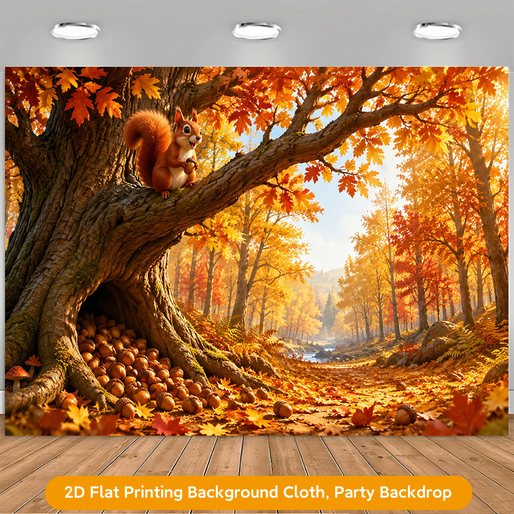 Autumn Forest with Squirrel Banner Decor for Events