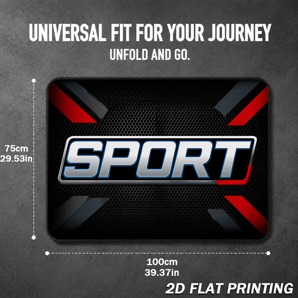 TEMU 1pc 2d Flat Universal Car Trunk Liner With Sport Modern Graphic , Protective Rear Cargo Mat For Suv Sedan Truck, Stylish Auto Interior Decor