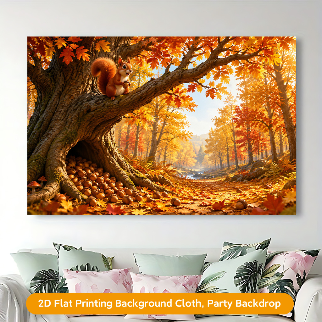 Autumn Forest with Squirrel Banner Decor for Events