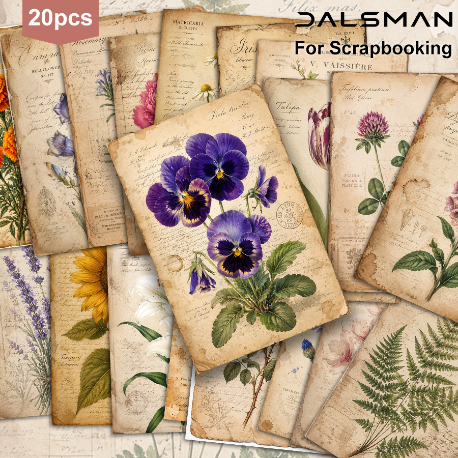 TEMU 20-pack Dalsman Vintage Botanical Flower Postcard Set For Mailing And Greeting Cards Collectible Wall Art Decor For Making And Journaling