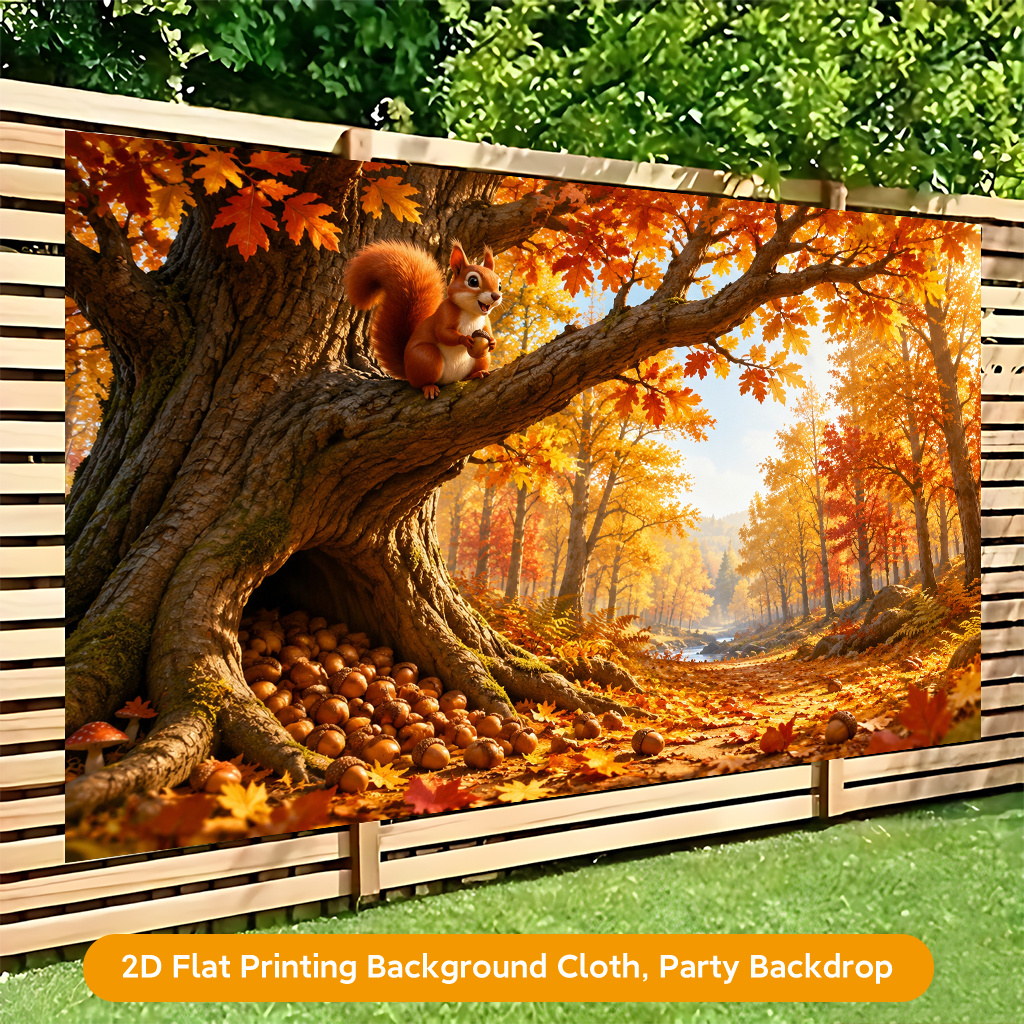Autumn Forest with Squirrel Banner Decor for Events