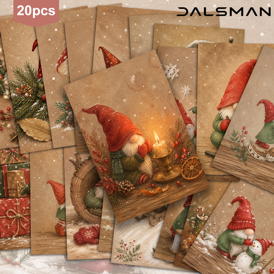 TEMU 20 stuks DALSMAN Vintage Kerst Tuinman Postkaarten Set Feestelijke Vakantie Wenskaarten voor Vrienden en Familie Seizoensgebonden Huisdecoratie