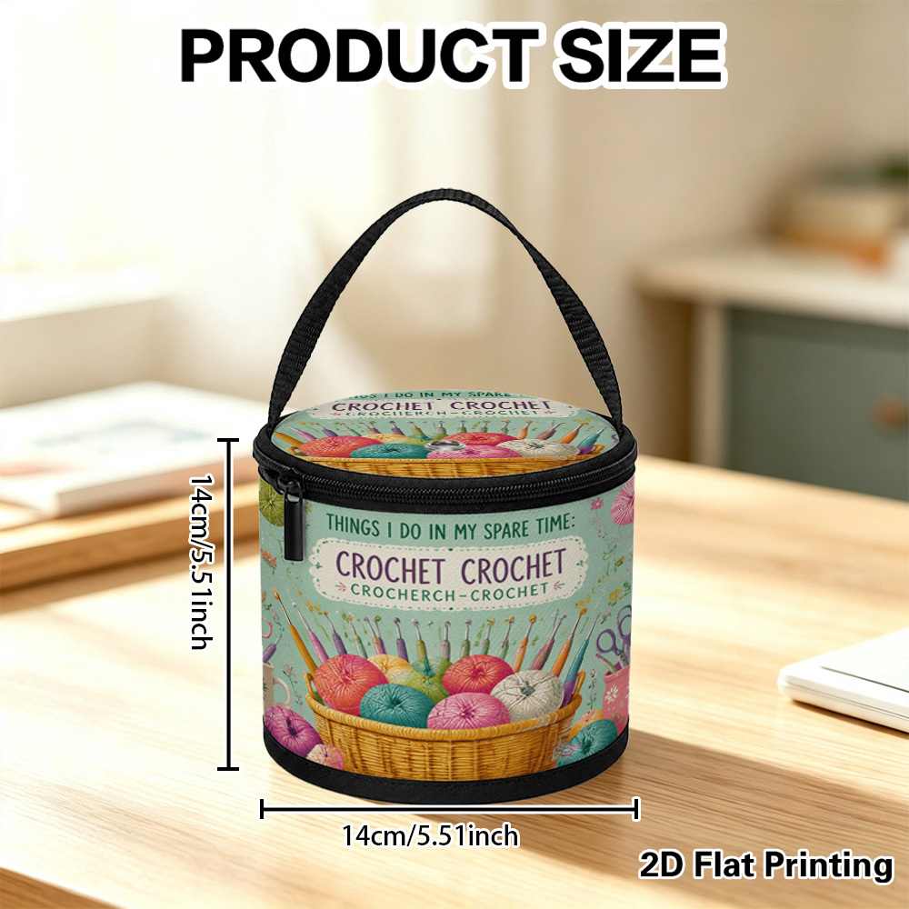 TEMU 2d Flat Printing 1pc Crafting Supplies Yarn Holder Basket - Foldable Portable Yarn Storage Bag, Yarn Suitable For Knitting, Hobbyists Yarn