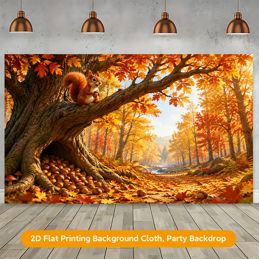 Autumn Forest with Squirrel Banner Decor for Events