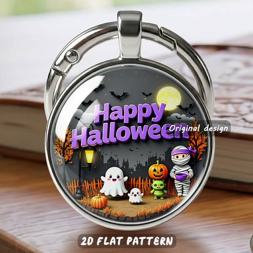 item picture 1pc halloween round keychain halloween themed key chain cute ghost shapes with pumpkin elements full of atmosphere suitable for halloween daily decoration matching festival atmosphere