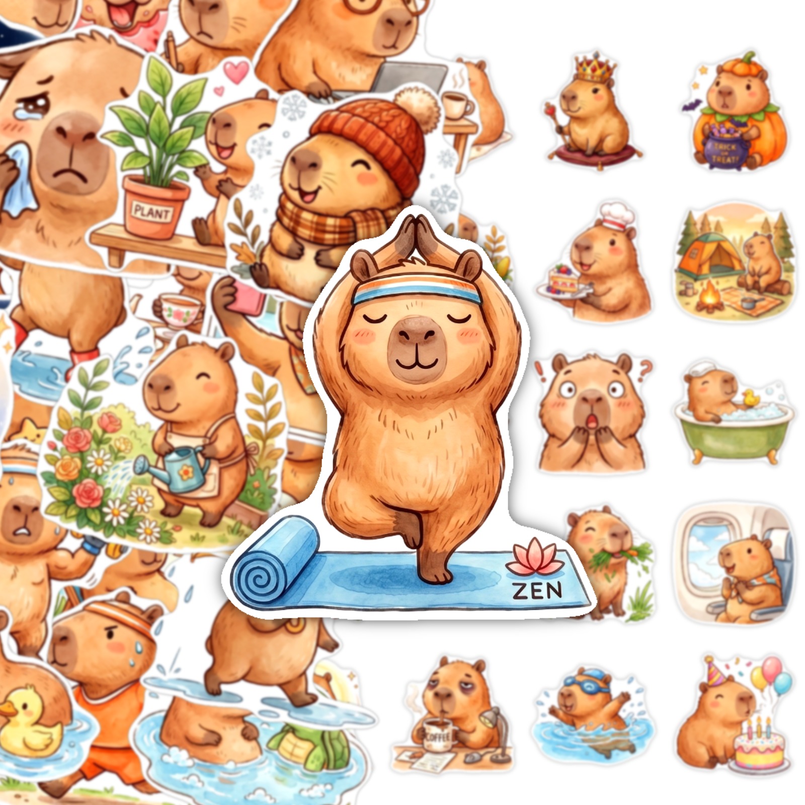TEMU 50 stickers decorativos con temática de carpinchos para portátiles, botellas de agua, cuadernos, equipaje y fundas de teléfono