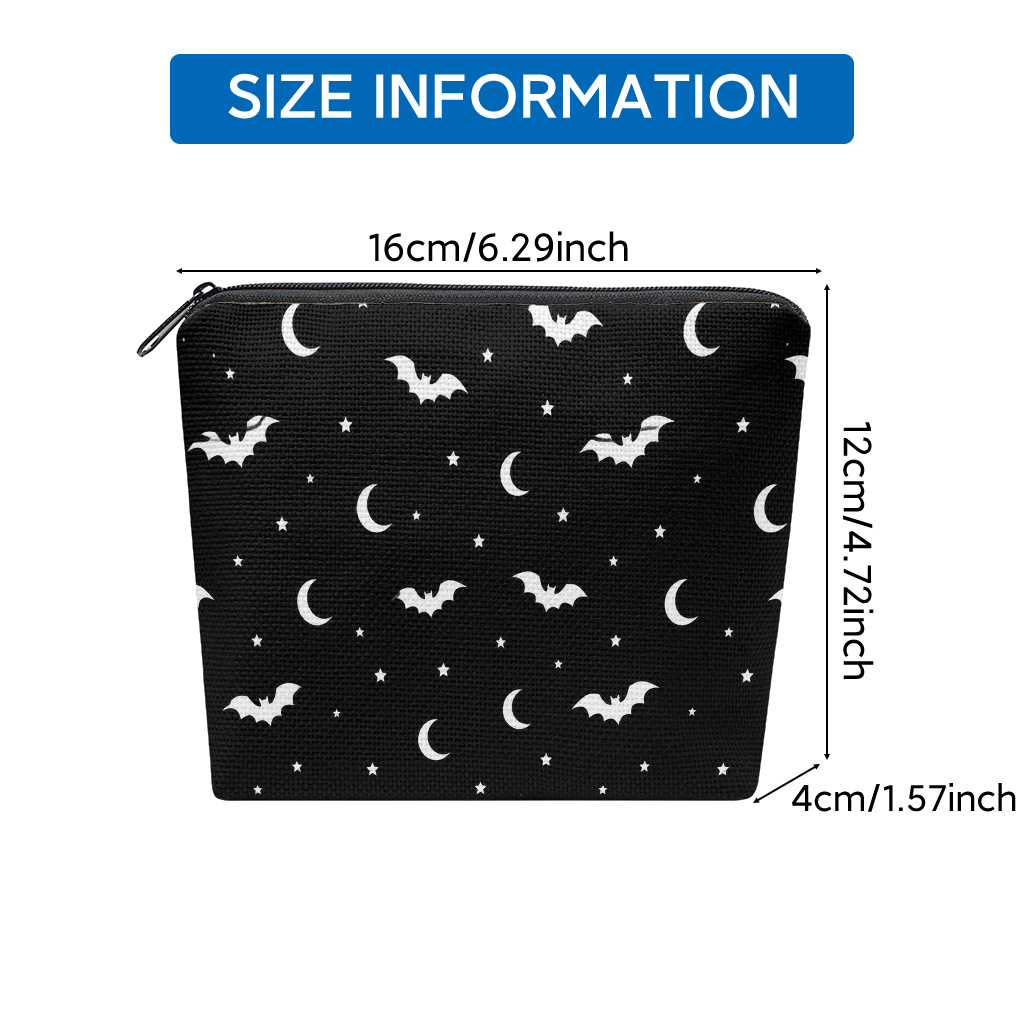 TEMU 1pc Night Sky Bat & Print Sanitary Pad Holder - Multifunctional Travel Organizer Suitable For Makeup, Toiletries, Lipstick Case, Key Holder,