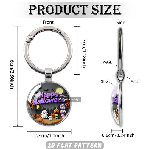 1pc halloween round keychain halloween themed key chain cute ghost shapes with pumpkin elements full of atmosphere suitable for halloween daily decoration matching festival atmosphere