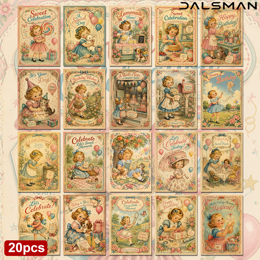TEMU Lot de 20 cartes postales vintage, papeterie esthétique pour vœux d'anniversaire et messages d'occasions spéciales, pour et les , pour le