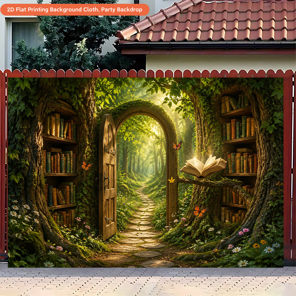 Magical Forest Library Backdrop Banner