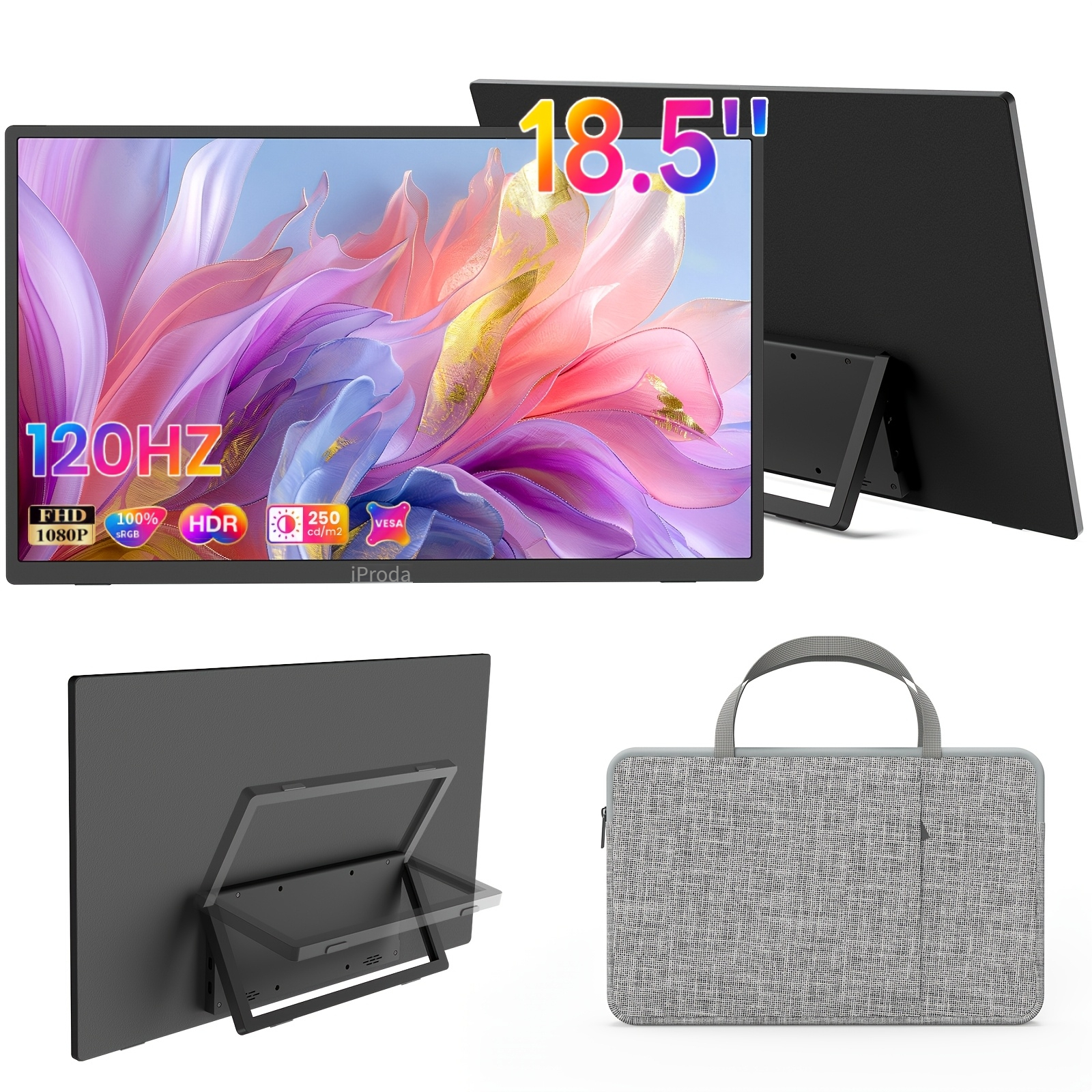 Image of -inch Portable Monitor With Travel Bag, 1920*1080p Fhd Ips Gaming Screen, 20hz Refresh Rate. Suitable For Use As A For Laptops, Ps4/5, Pcs, , Etc. (this Product Cannot Be Used Alone)