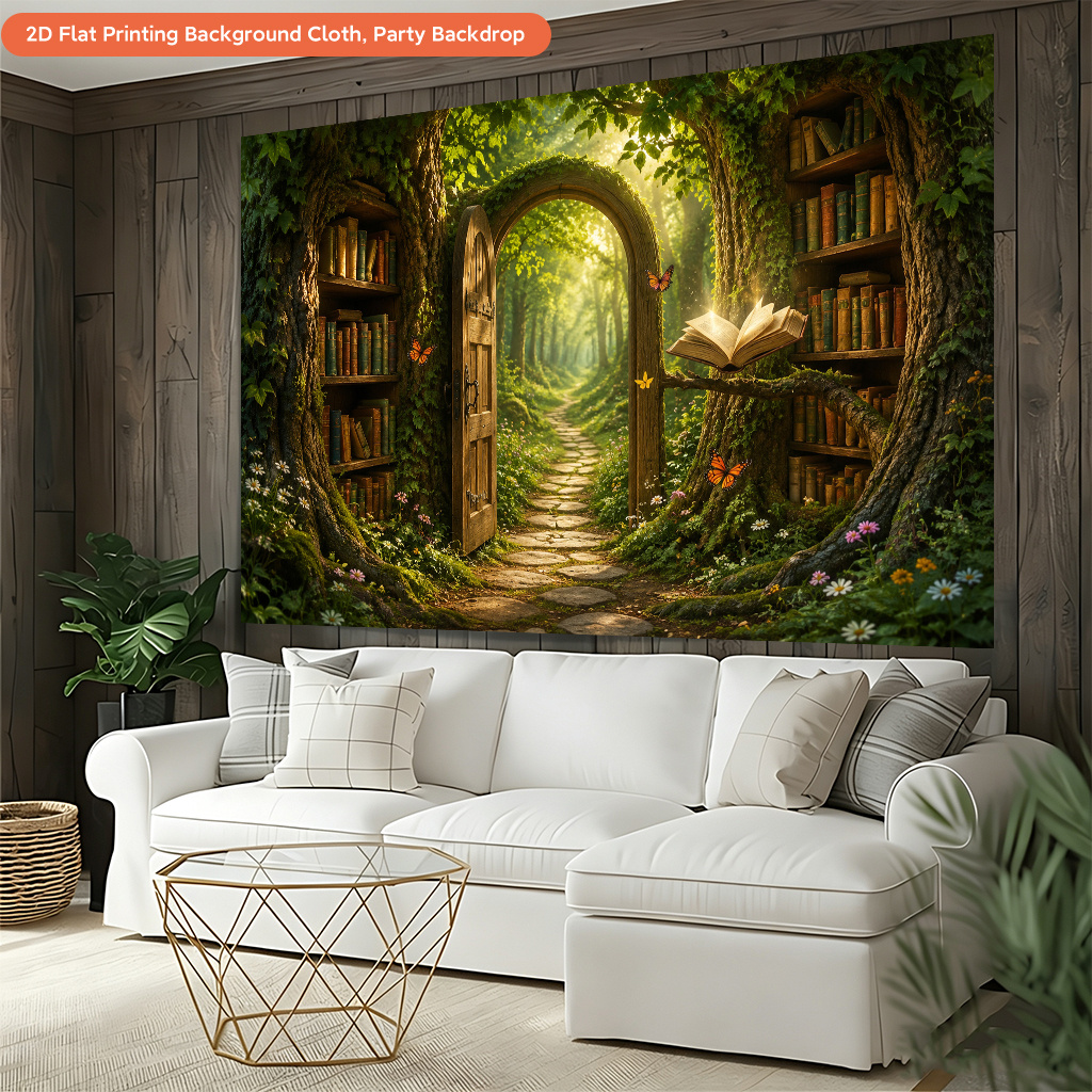 Magical Forest Library Backdrop Banner