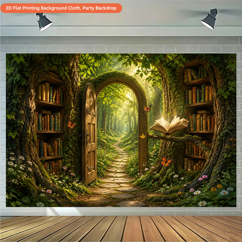 Magical Forest Library Backdrop Banner