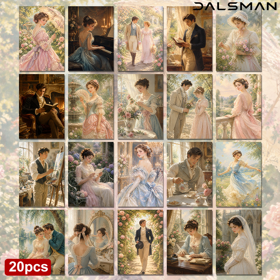 TEMU 20-pack Vintage Oil Painting Postcards Romantic Victorian Aesthetic Stationery For Lovers Home Decor Greeting Cards Collection Dalsman