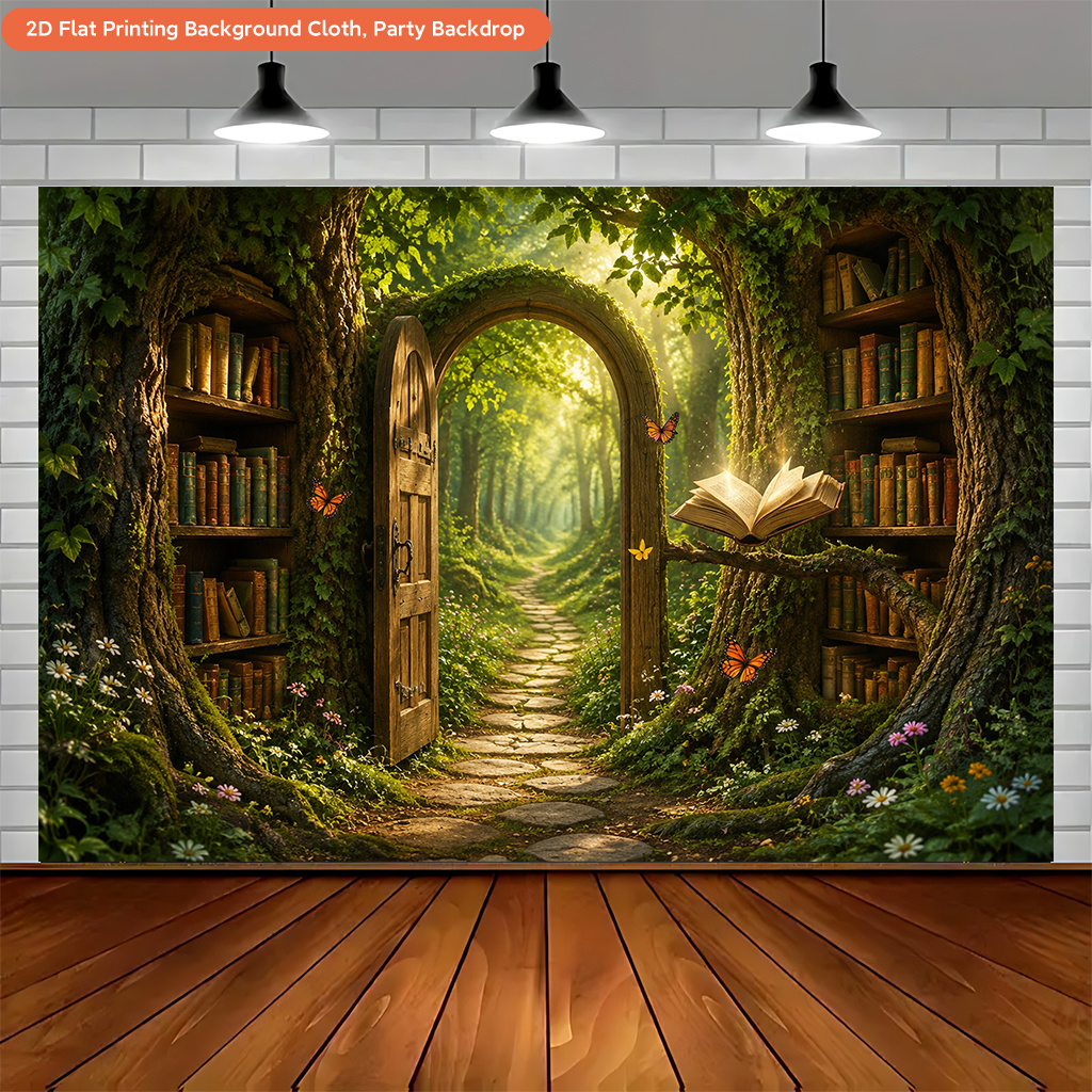 Magical Forest Library Backdrop Banner