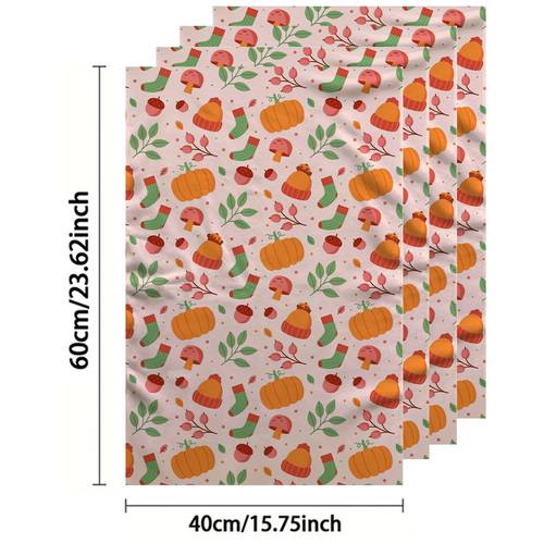 serviette à main 2d plate, 4 pièces, impression , rectangulaire 40x60cm, motif imprimé 2d sur le thème de lautomne de style dessin , douce et confortable, absorbe et leau, séchage rapide, durable et , convient pour les compétitions sportives, les , les terrains