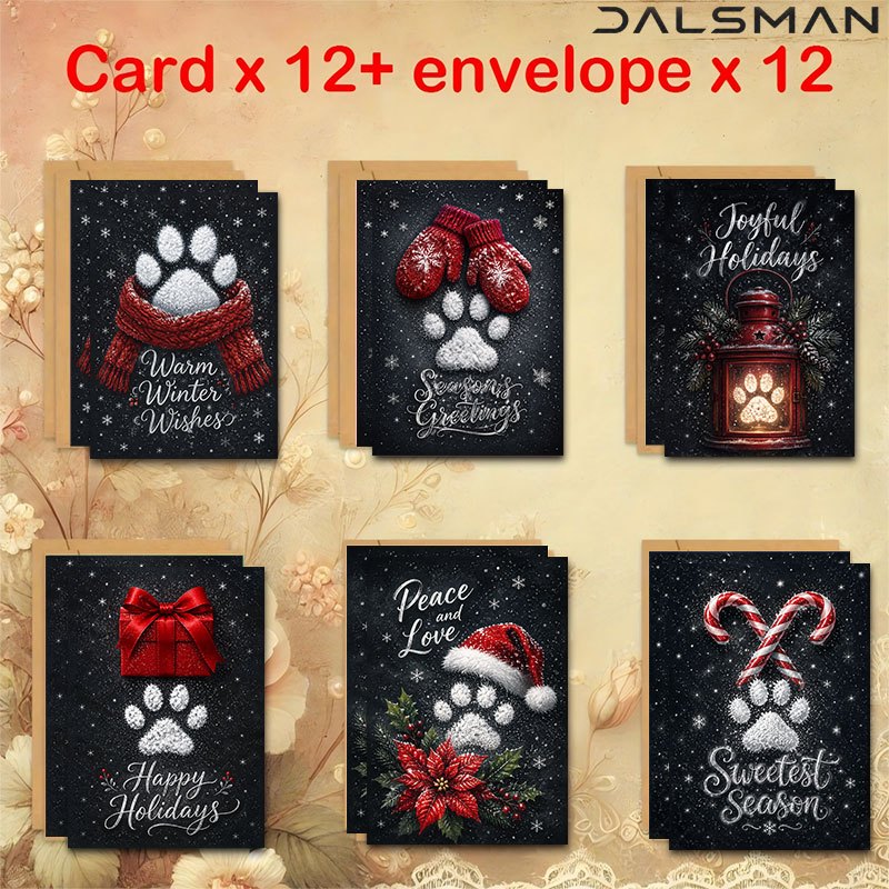 TEMU 12/24 Greeting Cards With Envelopes Christmas Greeting Cards Set Festive Print Holiday Stationery For Winter Season Wishes And Seasonal Party