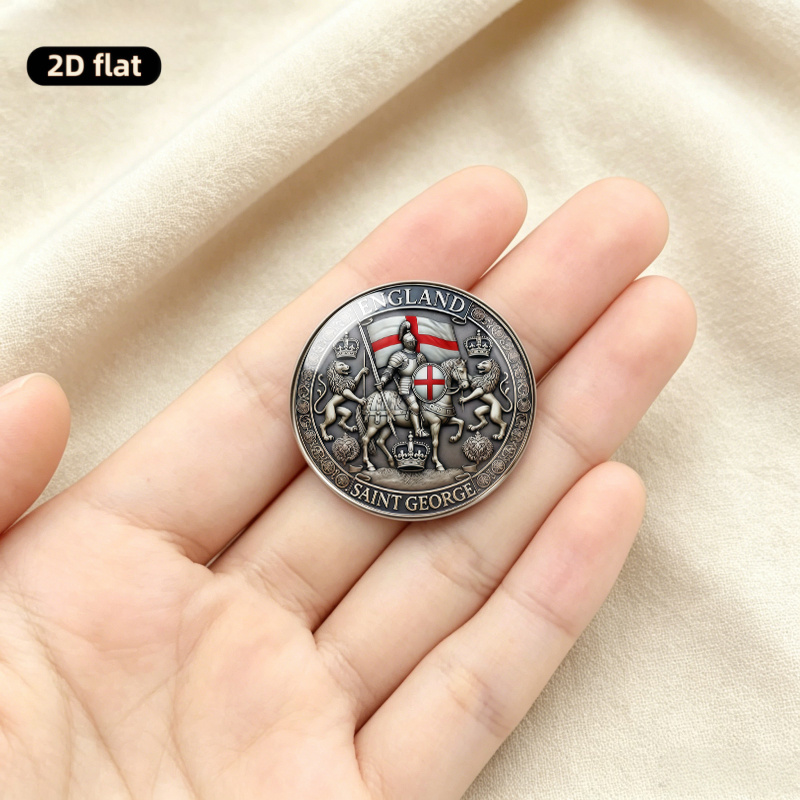 Saint George Knight Lion Badge Brooch, Unique Design
