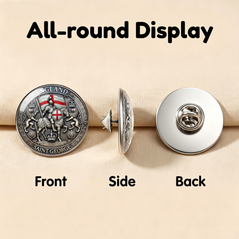 Saint George Knight Lion Badge Brooch, Unique Design