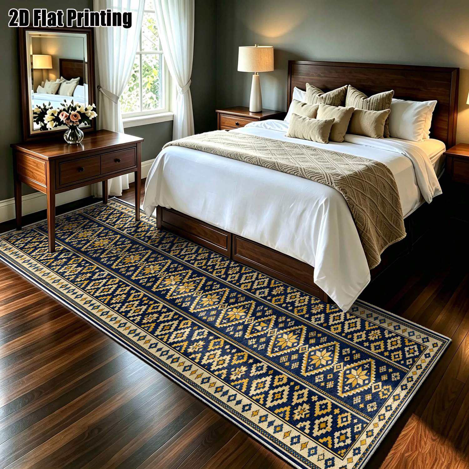 1 pz tappeto   850g/m² in velluto con stampa 2d, tappeto runner   con motivo geometrico, tappeto runner retro, tappeto runner bohemien, tappeto runner   geometriche, tappeto runner in  , decorazioni per la casa, disponibile in   misure