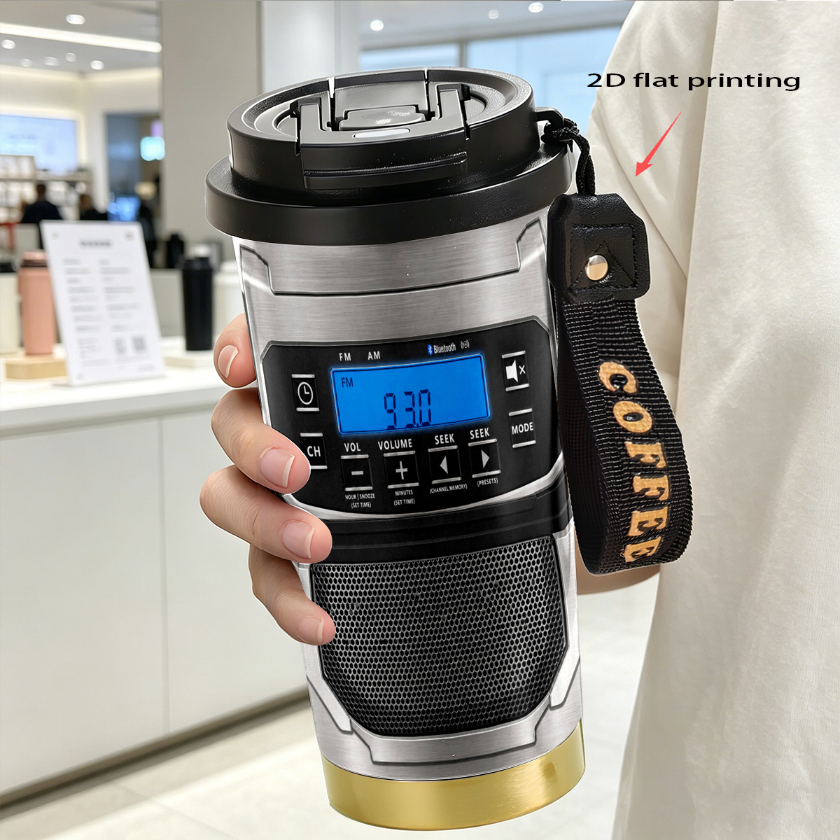 TEMU Impression 2D à plat, 1 pièce Tasse à café et mug de 18 oz, Gobelet isotherme en acier inoxydable, Étanche, Tendance à , Chaud et froid, cadeau,