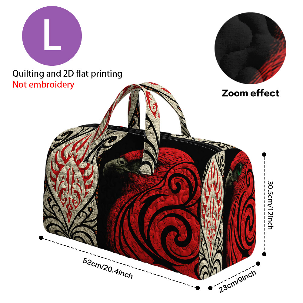 TEMU 2d Flat Printing 1pc, Quilted Tote Handbag With Maori Print - Travel Bag - Handbag - Multifunctional Sports Gym Bag (non-food Contact)