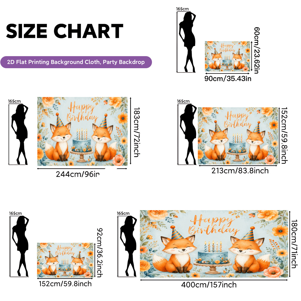 2d flat 2d flat printing backdrop banner 1pc adorable foxes birthday celebration background cloth party banner party background decoration photo props party decor supplies gifts ideal for outdoor settings rooms garden 2d flat