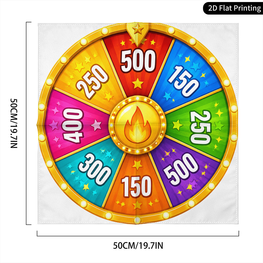 TEMU 2d Flat Scarf Colorful Luck Wheel Game Prop Unisex Printed Headscarf, Hiphop Street Handkerchief, Scarf, Party Accessory Handkerchief, 2d Flat