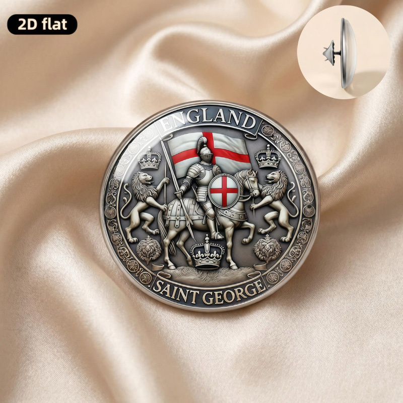 Saint George Knight Lion Badge Brooch, Unique Design